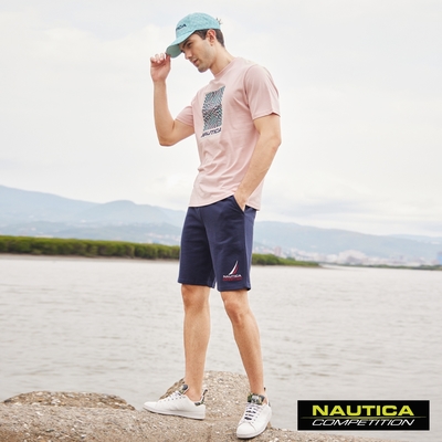 Nautica男裝 COMPETITION素面LOGO刺繡休閒短褲-深藍