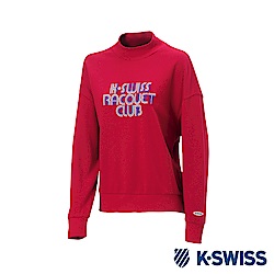 K-SWISS Round Sweat Shirts 圓領長袖上衣-女-紅