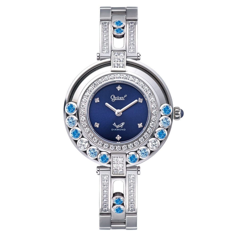 Ogival 愛其華 流星系列 流光真鑽珠寶女腕錶 380-455DLW 藍彩鑽藍面