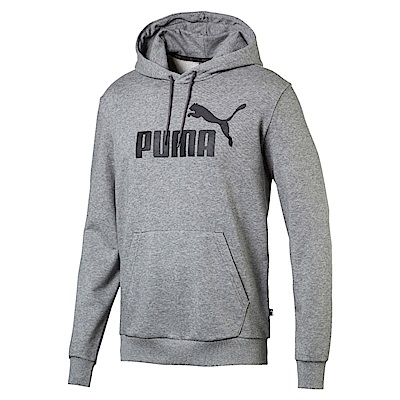 PUMA-男性基本系列棉質長厚連帽T恤-中麻花灰-歐規