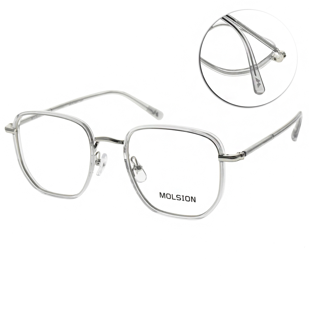 MOLSION 光學眼鏡  時尚多邊大方框/透-銀#MJ6125 B92