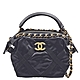 CHANEL 經典雙C LOGO菱格紋尼龍鍊條裝飾手提/斜背水餃小包(黑色) product thumbnail 1