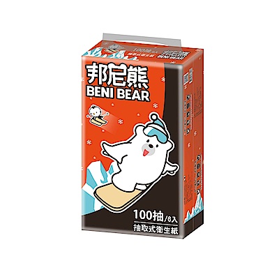 Benibear邦尼熊抽取式花紋衛生紙100抽84包/箱x2