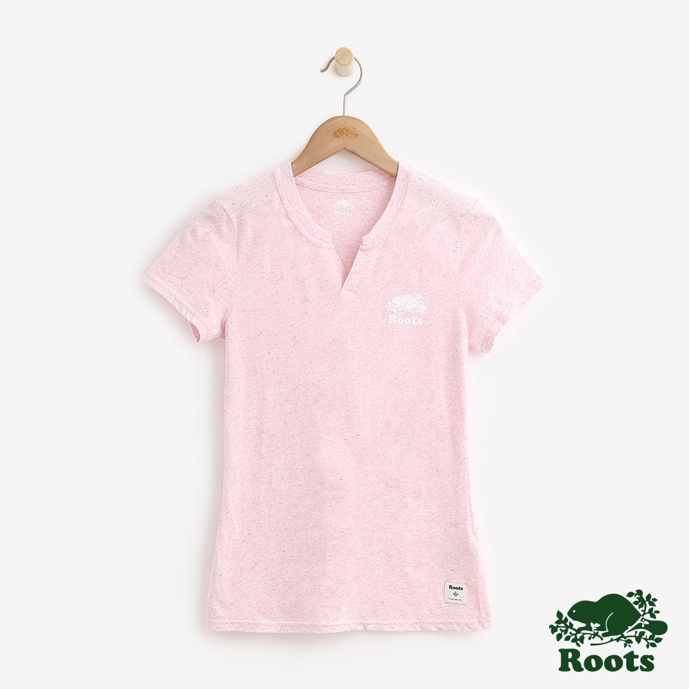 女裝ROOTS- 開領短袖T恤-粉色