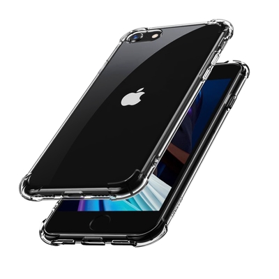iPhone SE2020 透明黑四角防摔空壓氣囊手機保護殼 SE2020手機殼