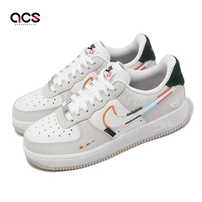 Nike 休閒鞋 Wmns Air Force 1 07 SE 女鞋 白 灰 花卉 刺繡 彩勾 AF1 FN8924-111