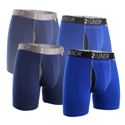 2UNDR 莫代爾吸排四角內褲(6吋)-藍、深藍4件組