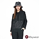 KeyWear奇威名品    拼接壓線設計連帽長袖上衣-黑色 product thumbnail 1
