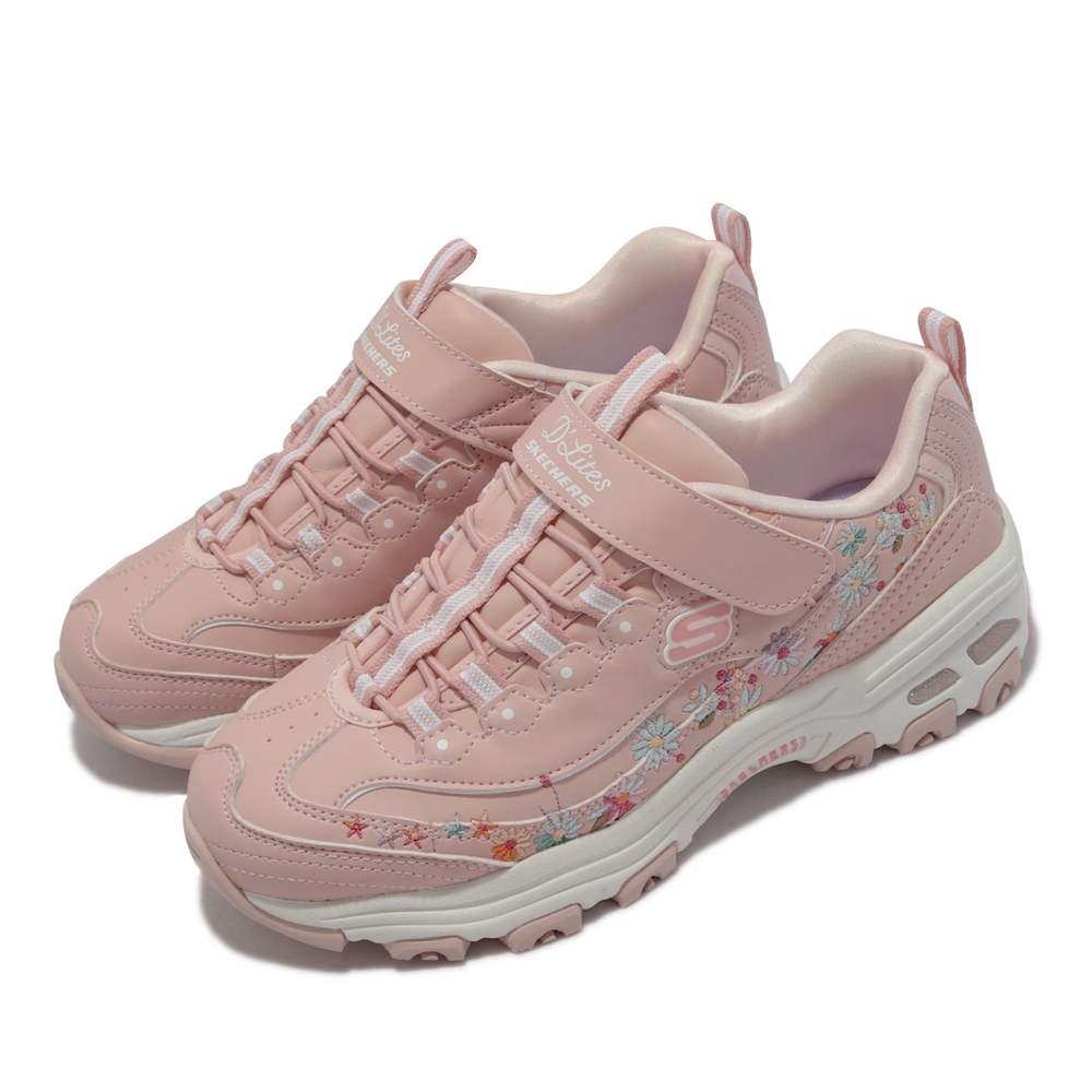 Skechers 休閒鞋 D Lites Dreamy Daisy 童鞋 斯小花 電繡 吸震 魔鬼氈 中大童 粉 彩 302525-LLTPK