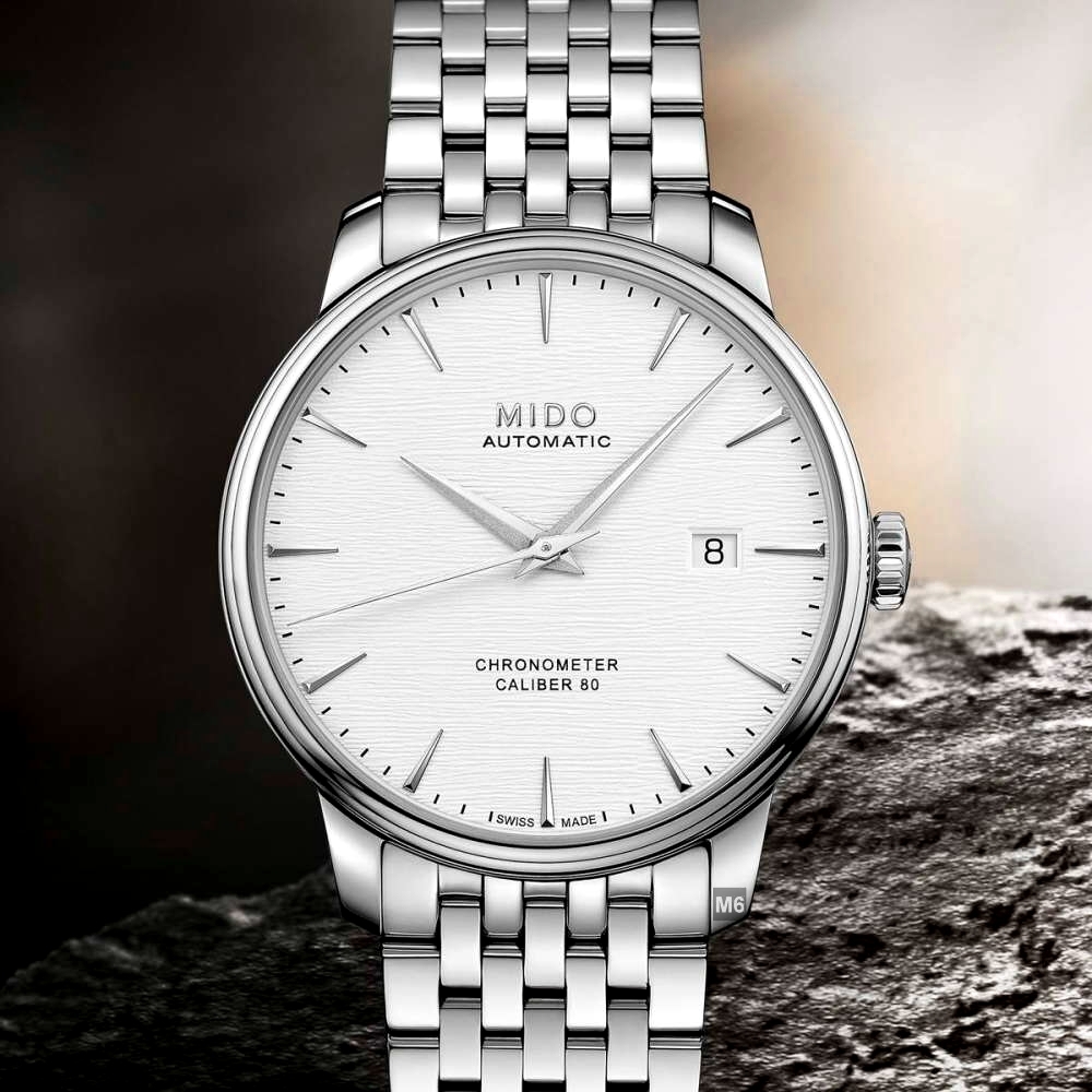 MIDO美度 官方授權M6 Baroncelli 永恆天文台矽游絲系列 白頁岩紋面40㎜(M0274081103100)