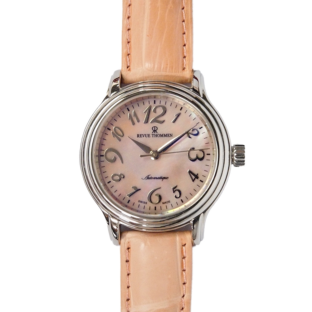 REVUE THOMMEN 梭曼錶 優雅自信自動機械腕錶 珍珠貝錶盤x皮帶/34mm  (12500.2536)