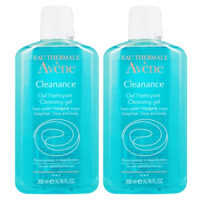 Avene雅漾 控油清爽潔膚凝膠200ml(買一送一組)