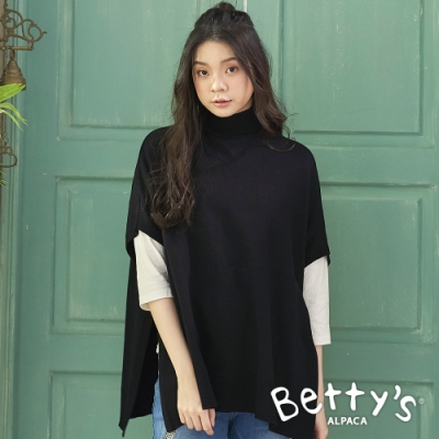 betty’s貝蒂思　歐美風格中高領純色斗篷(黑色)