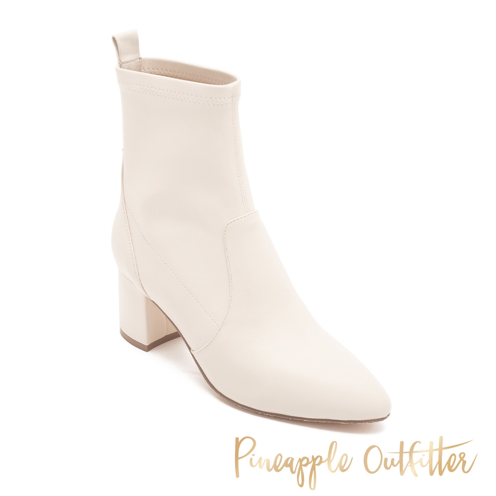 Pineapple Outfitter-BLENDA 真皮拼接中跟短套靴-白色