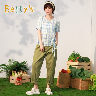 betty’s專櫃款　抽繩寬鬆純色休閒褲(綠色)