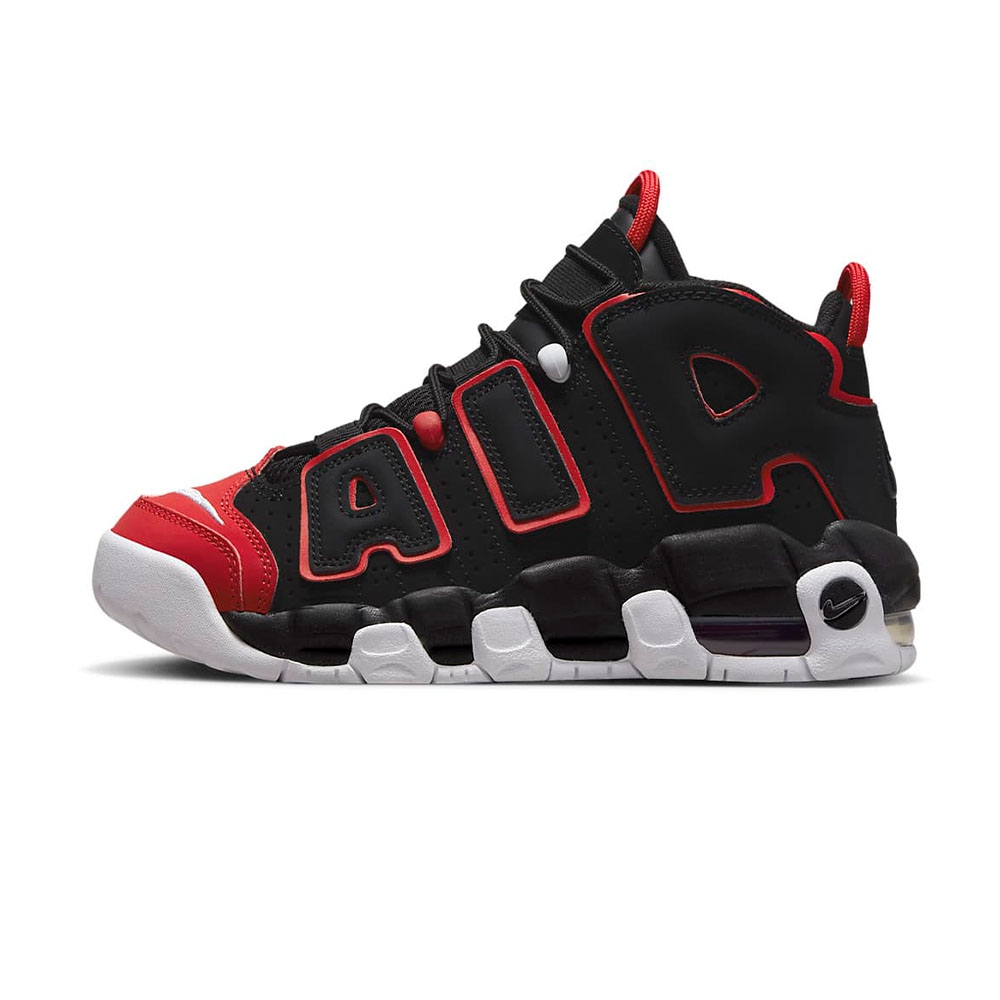 Nike Air More Uptempo (GS) 女鞋大童黑紅色大AIR 氣墊休閒鞋FB1344