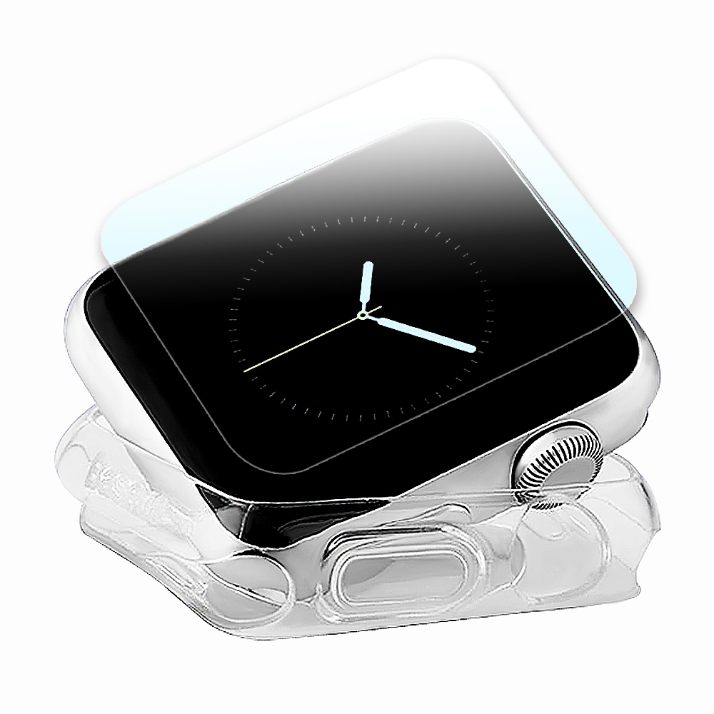 g-IDEA Apple Watch 38mm TPU 透明軟殼/鋼化玻璃貼組