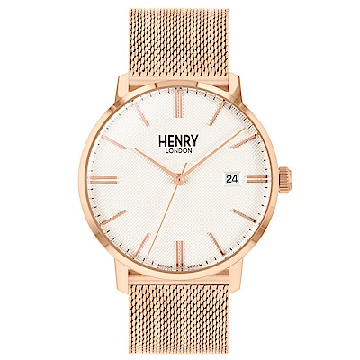 Henry London 英倫時尚米蘭帶手錶-白X玫瑰金框/40mm