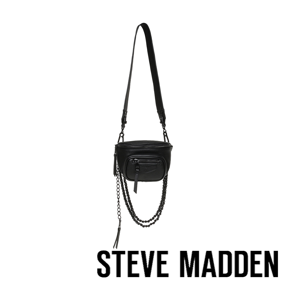 STEVE MADDEN-BCOMFY2 率性鍊條寬帶腰包-黑色