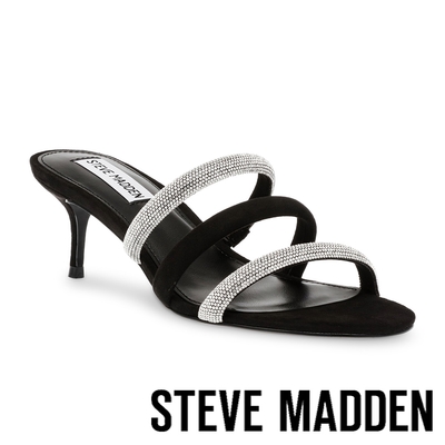 STEVE MADDEN-KAIRO 鑽面細帶低跟涼鞋-黑色