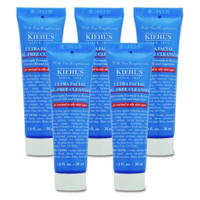 KIEHLS契爾氏 冰河保濕無油清爽潔面慕斯30ml*5