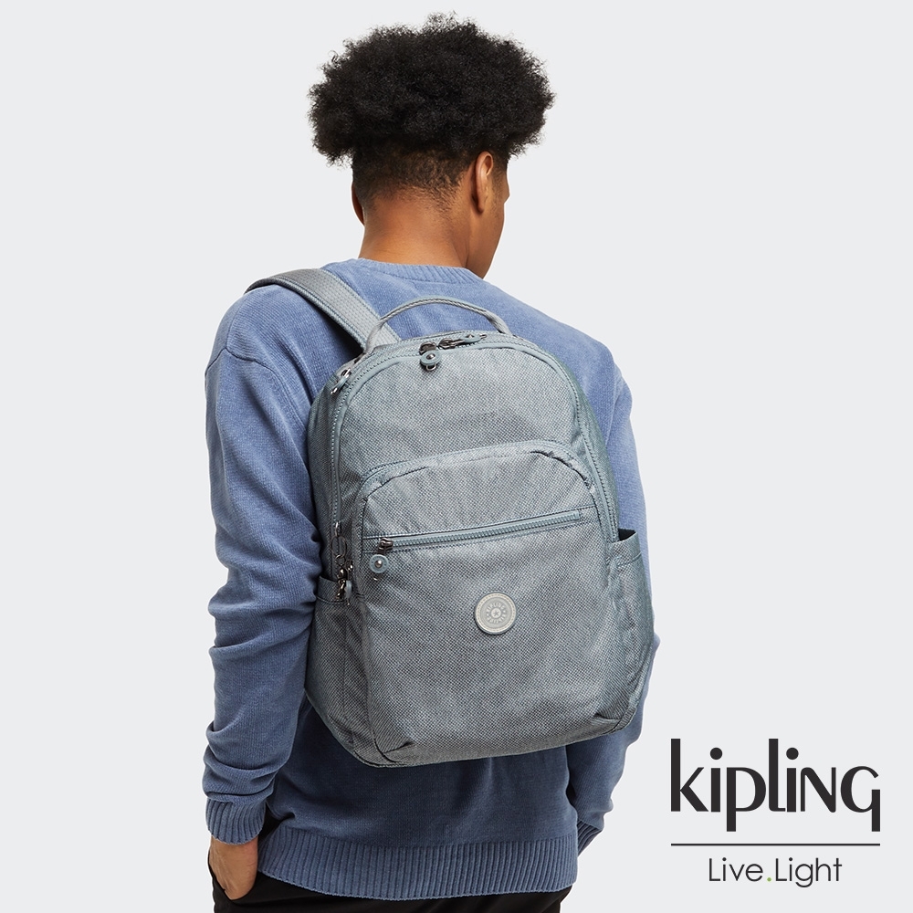 Kipling 個性淺灰藍機能手提後背包-SEOUL