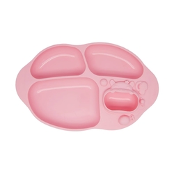 【MARCUS&MARCUS】動物樂園造型吸力分隔餐盤-粉紅豬(粉)