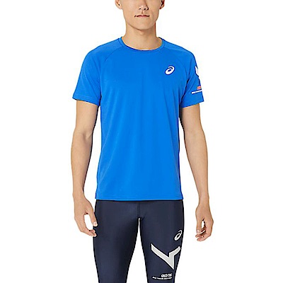 Asics AIM-TRG [2031E248-401] 男 短袖 上衣 T恤 日本版 運動 訓練 慢跑 吸濕排汗 藍