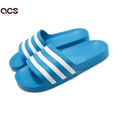 adidas 拖鞋 Adilette Aqua 男鞋 藍 白 愛迪達 三線 基本款 一片拖 運動拖鞋 FY8047