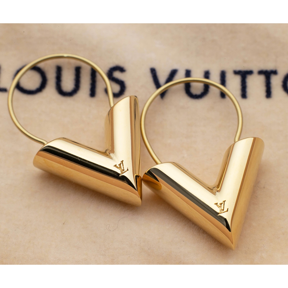 Louis Vuitton M61088 ESSENTIAL 圈式耳環(金色)
