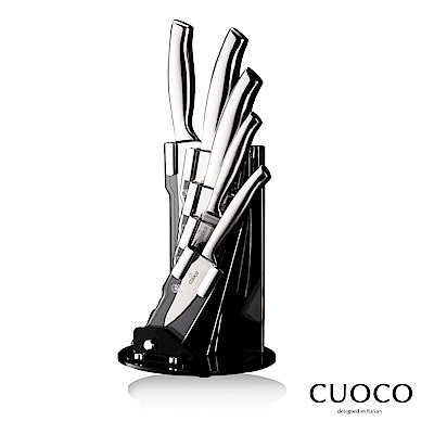 義大利CUOCO  一體成形高級不鏽鋼刀具6件組(附刀座)