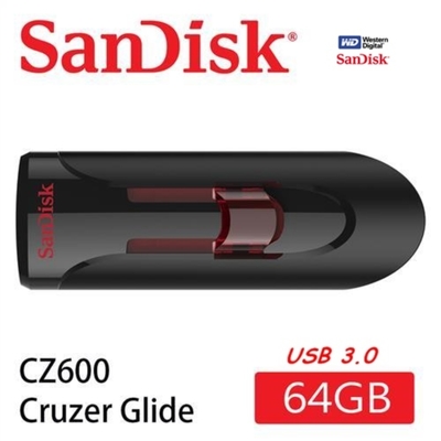 SanDisk 晟碟 全新升級版  64GB USB3.0亮紅高速隨身碟 原廠平輸(原廠5年保固 滑動伸縮接埠)