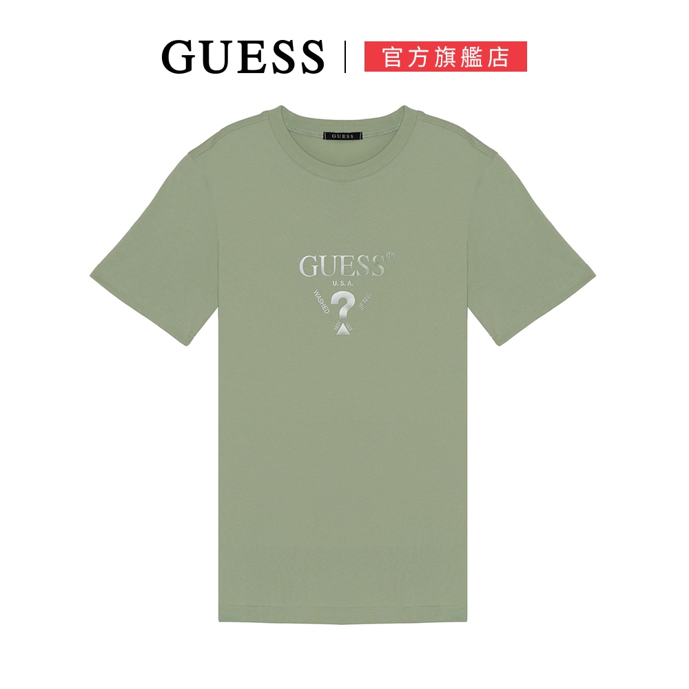 【GUESS】素色百搭小LOGO短T-三色可選