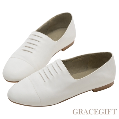【Grace Gift】吉利聯名-時間魔術師懶人平底鞋 白