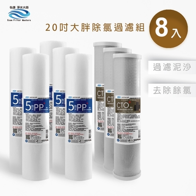 怡康 20吋大胖除氯過濾型濾心組 5微米PP CTO燒結壓縮活性碳 全屋淨水