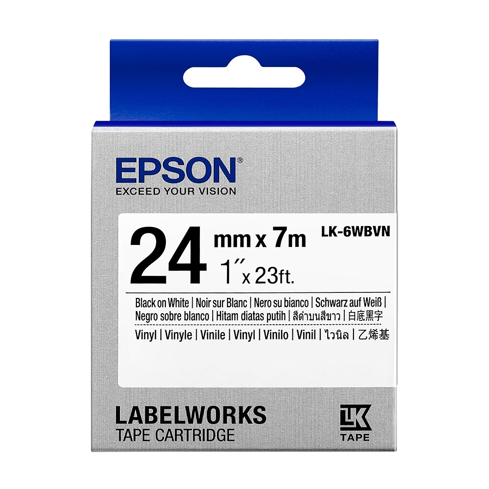 EPSON C53S656417 LK-6WBVN產業標籤帶耐久型(寬度24mm)白底黑字