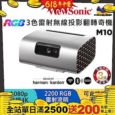 ViewSonic 優派 M10 1080P 高亮RGB 3色雷射無線投影翻轉奇機(2200 流明)