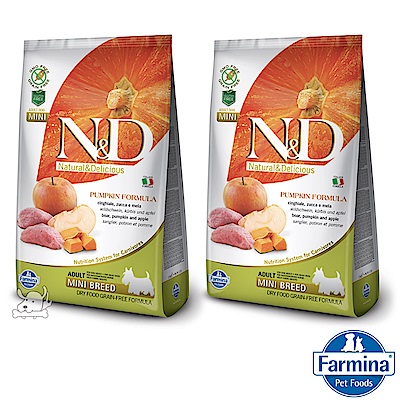 Farmina法米納 ND挑嘴成犬南瓜無穀糧-野豬蘋果-小顆粒(PD-05)800g 2包