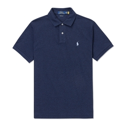 Polo Ralph Lauren RL 熱銷刺繡小馬短袖POLO衫(CUSTOM SLIM FIT)-麻花深藍色