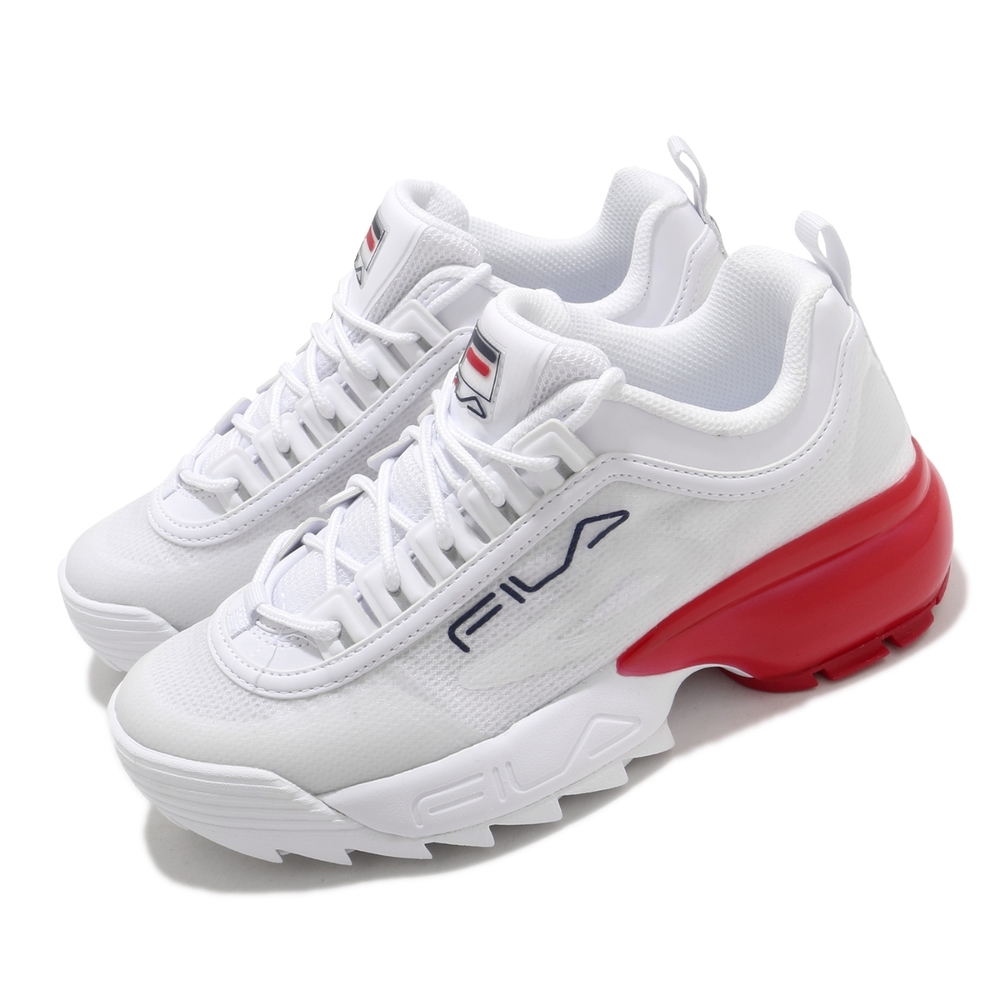 Fila 休閒鞋 Disruptor 2A 厚底 老爹鞋 女鞋 斐樂 鋸齒鞋 穿搭 增高 耐磨 緩震 白 紅 5C113V126