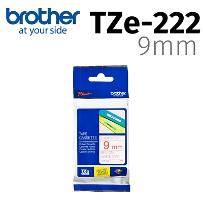 brother 原廠護貝標籤帶 tze-222 (白底紅字 9mm)