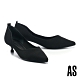 低跟鞋 AS 極簡品味純色飛織布尖頭高跟鞋－黑 product thumbnail 1