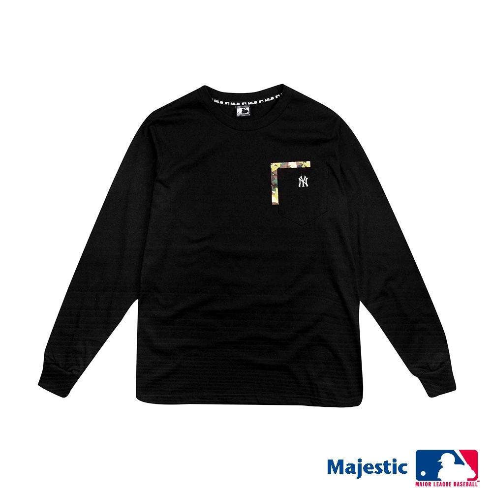 MLB-洋基迷彩低調薄長T恤-黑(男)