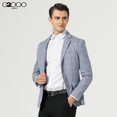 G2000雙釦格式西裝式外套-藍色