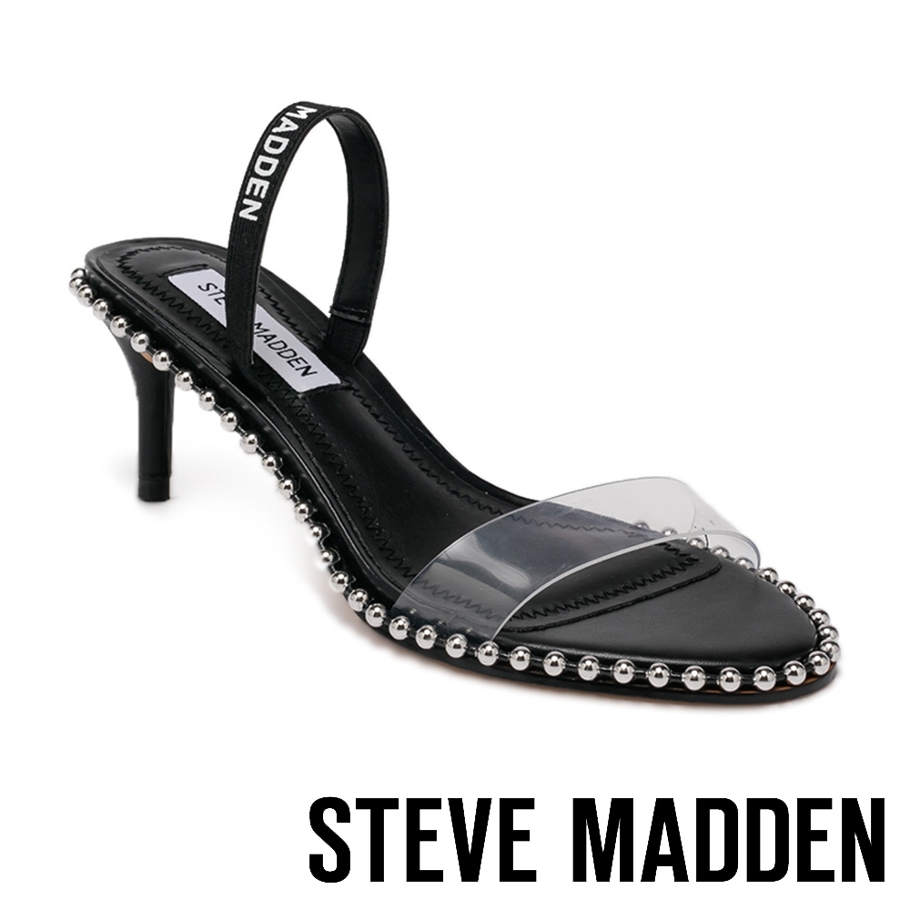 STEVE MADDEN-ZOELLE 滾珠一字帶低跟涼鞋-黑色