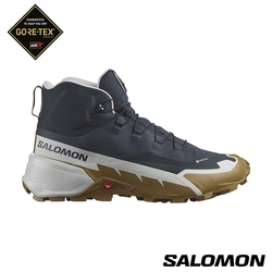 官方直營 Salomon 男 CROSS HIKE 2 Goretex 中筒登山鞋 碳黑/冰河灰/棕