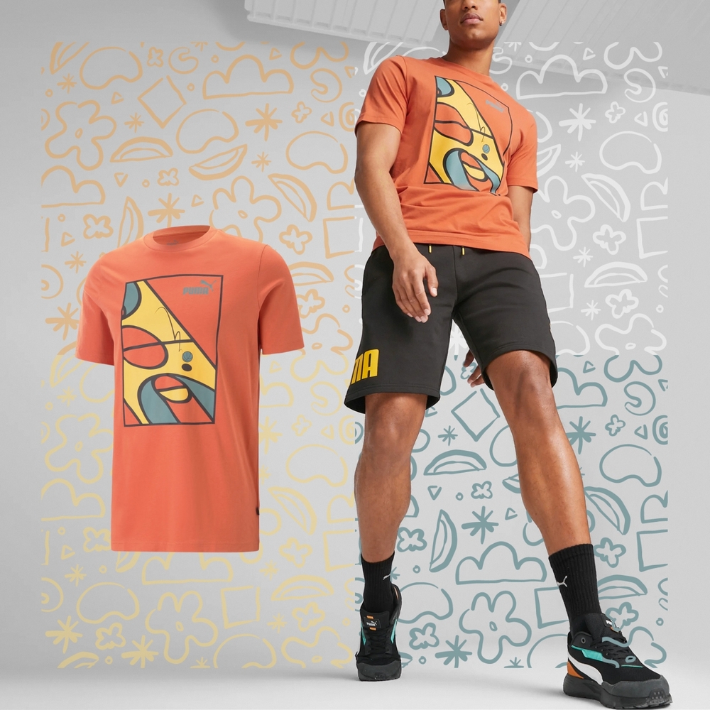 Puma 短袖 PUMA Graphics Court Tee 男款 橘 球場 圓領 短T 67448194