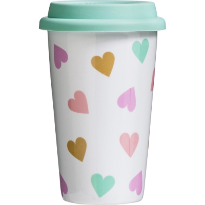 《Premier》瓷製雙層隨行杯(愛心330ml) | 環保杯 自帶杯 水杯 茶杯 咖啡杯