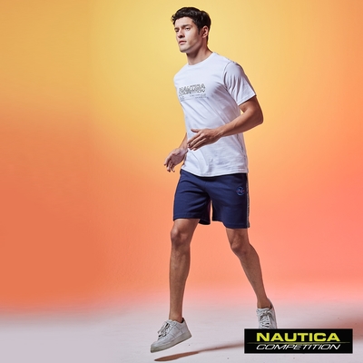 Nautica 男裝 COMPETITION品牌LOGO織帶運動短褲-深藍