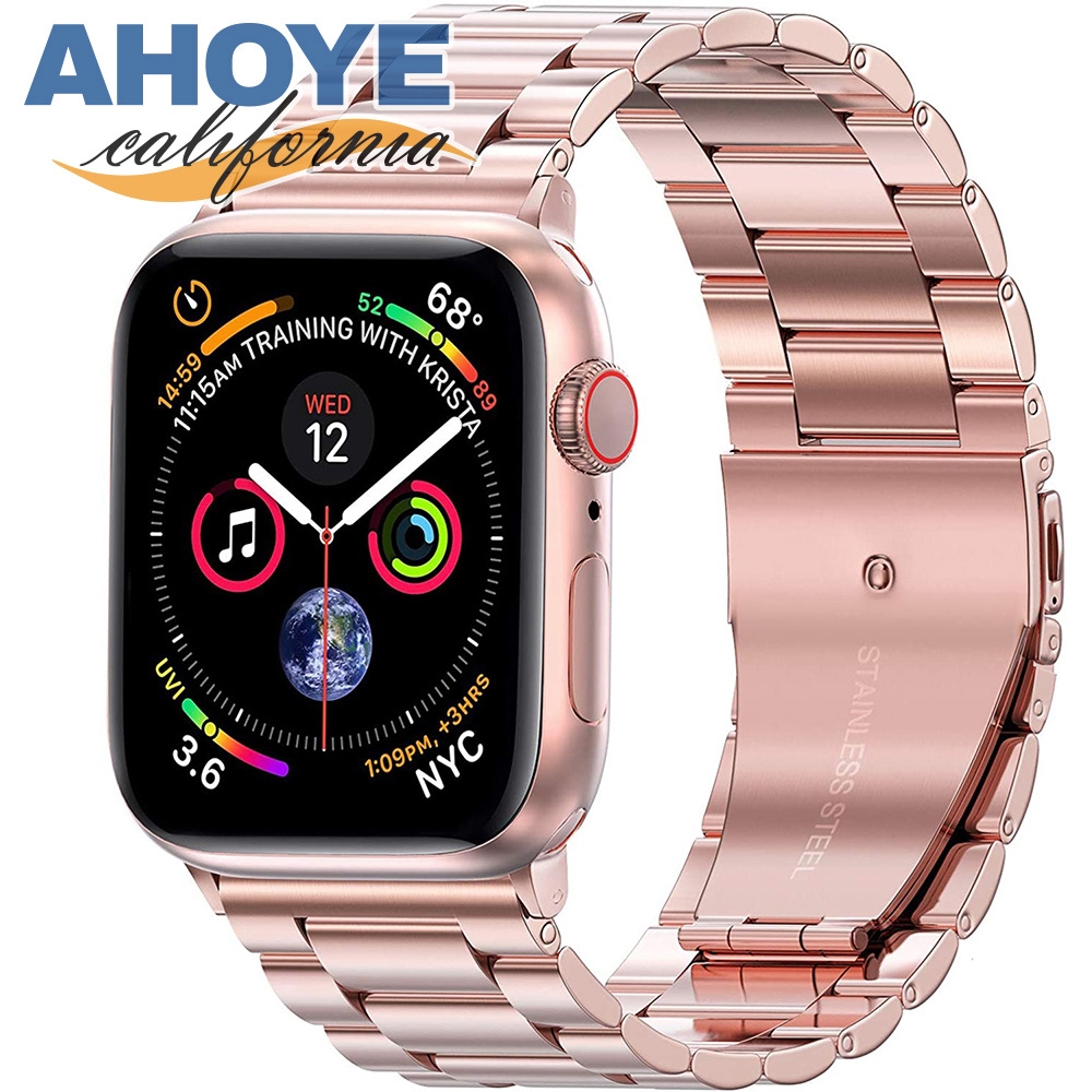 Ahoye 38/40mm Apple Watch 不鏽鋼金屬錶帶 玫瑰金